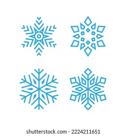set of artistic snowflake vector illustration isolated on white background. high quality vector