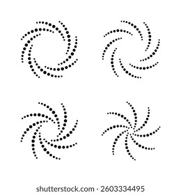 Set of artistic spiral circle line isolated flat style vector illustration on white background.