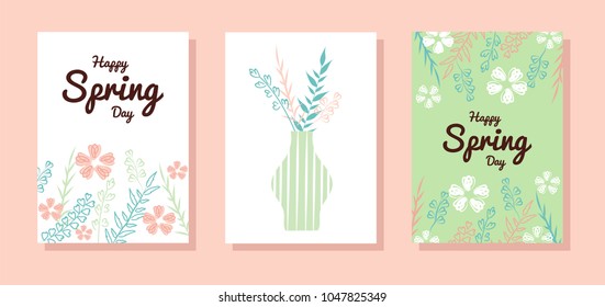 Set of artistic spring cards. Design for poster, card, invitation, placard, brochure, flyer. lettering design vector illustration.