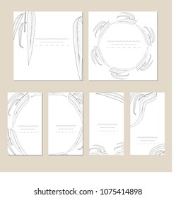 Set of artistic universal cards. Wedding, birthday, party, Valentine s day, universally. Design for card, invitation, placard, poster, brochure flyer.