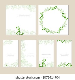 Set of artistic universal cards. Wedding, birthday, party, Valentine s day, universally. Design for card, invitation, placard, poster, brochure flyer.
