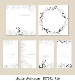 Set of artistic universal cards. Wedding, birthday, party, Valentine s day, universally. Design for card, invitation, placard, poster, brochure flyer.
