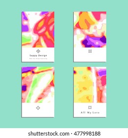 Set of artistic vector greeting cards design. Colorful frame pattern textures for wedding, anniversary, birthday, Valentine's day, party, poster, card, invitation, placard, brochure, flyer, template