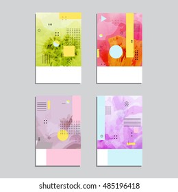 Set of artistic vector greeting cards design. Colorful frame pattern textures for wedding, anniversary, birthday, Valentine's day, party, poster, card, invitation, placard, brochure, flyer, template