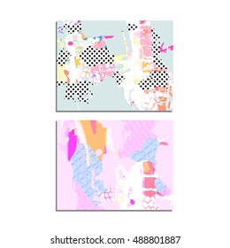 Set of artistic vector greeting cards design. Colorful frame pattern textures for wedding, anniversary, birthday, Valentine's day, party, poster, card, invitation, placard, brochure, flyer, template