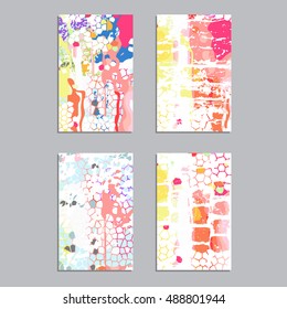 Set of artistic vector greeting cards design. Colorful frame pattern textures for wedding, anniversary, birthday, Valentine's day, party, poster, card, invitation, placard, brochure, flyer, template