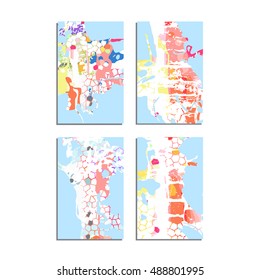 Set of artistic vector greeting cards design. Colorful frame pattern textures for wedding, anniversary, birthday, Valentine's day, party, poster, card, invitation, placard, brochure, flyer, template