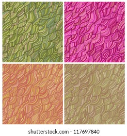 Set of artistic wavy hand drawn vector seamless patterns for your design