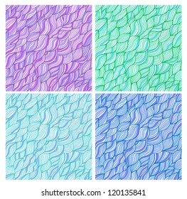 Set of artistic wavy hand drawn vector seamless patterns for your design