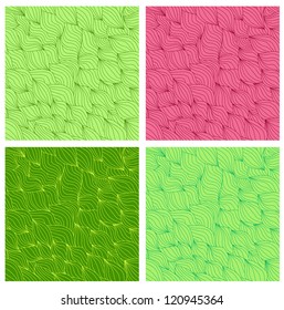 Set of artistic wavy hand drawn vector seamless patterns for your design