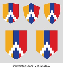 Conjunto de bandera de Artsakh en forma de escudo