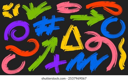 Set of asbtract doodles shapes. Collection colorful hand drawn doodles. Abstract creative minimalist style art for children.