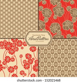 set of asia-inspired floral patterns (tiles saved to the colors/patterns palette