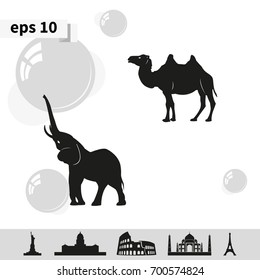 Set of asian animals.
