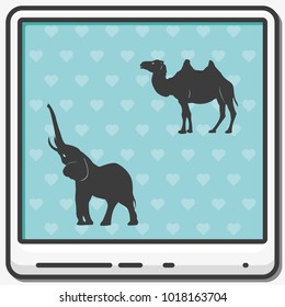 Set of asian animals flat vector icon.