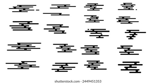 Set of asian cloud set. Minimal  design, chinese and japanese style.