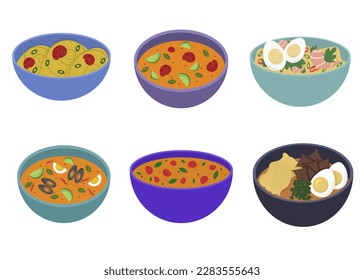 Set of Asian dishes. Illustration on the theme of Japanese cuisine