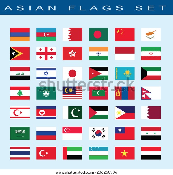 Set Asian Flags Vector Illustration Stock Vector (Royalty Free ...