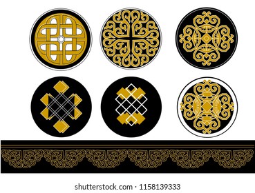 set of asian ornaments 