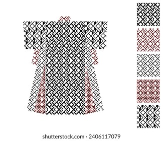 Set of Asian patterns seamless swatches. Indonesian batik design, classic Chinese-Korean patterns, traditional Japanese fabric designs, wagara for furoshiki, kimono, hanfu, cheongsam, hanbok.