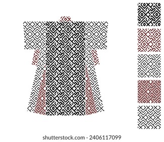 Set of Asian patterns seamless swatches. Indonesian batik design, classic Chinese-Korean patterns, traditional Japanese fabric designs, wagara for furoshiki, kimono, hanfu, cheongsam, hanbok.