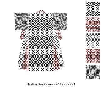 Set of Asian patterns seamless swatches. Indonesian batik design, classic Chinese-Korean patterns, traditional Japanese fabric designs, wagara for furoshiki, kimono, hanfu, cheongsam, hanbok.
