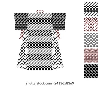 Set of Asian patterns seamless swatches. Indonesian batik design, classic Chinese-Korean patterns, traditional Japanese fabric designs, wagara for furoshiki, kimono, hanfu, cheongsam, hanbok.