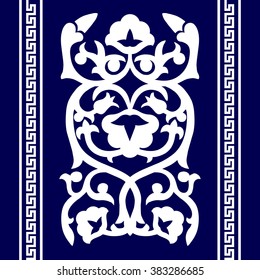 Set of Asian symmetrical seamless patterns in the form of cotton in Uzbekistan national  style. Vector illustration.