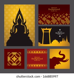 Set of Asian traditional art Design Vector. 