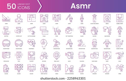 Set of asmr icons. Gradient style icon bundle. Vector Illustration