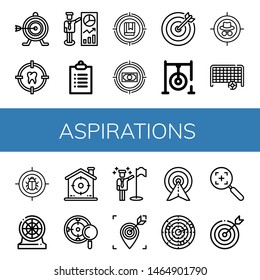 Set of aspirations icons such as Target, Goals, Darts target, Goal, Darts, Dart , aspirations