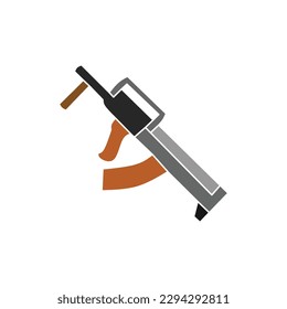 set of assault rifle gun vector isolated on white background. weapon, gun, assault rifle, rifle, groza, army, military, war, game, logo, icon, sticker, clipart, flat, simple, vector illustration