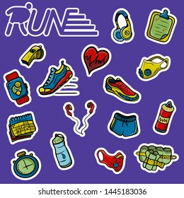 Set is assembled from more than ten color, various pictures selected for the general theme of running, morning runs.
