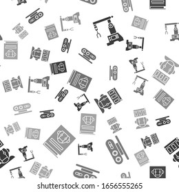 Set Assembly line, 3d scanning system, Robot and User manual on seamless pattern. Vector
