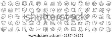 Set of assessment and analysis line icons. Collection of black linear icons