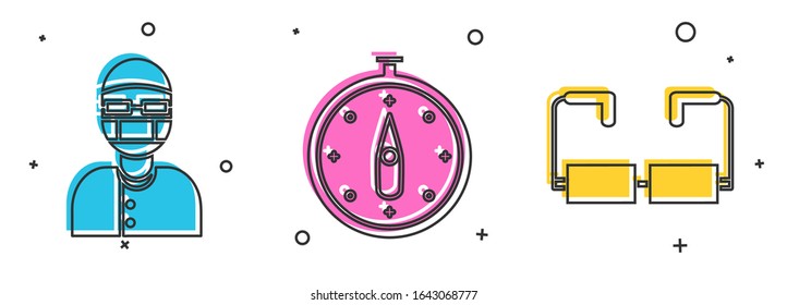 Set Assistant, Compass and Glasses icon. Vector