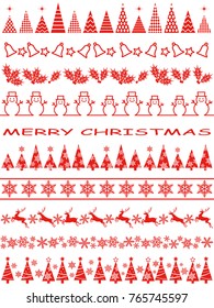 A set of assorted abstract borders for the Christmas season, vector illustration.