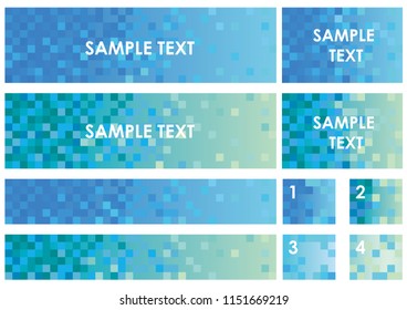 Set of assorted banners/backgrounds with polygon texture, vector illustrations.