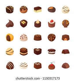 Set of Assorted Chocolates Vector Icons