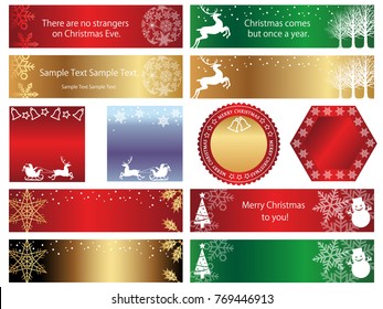 A set of assorted Christmas index cards, vector illustrations.