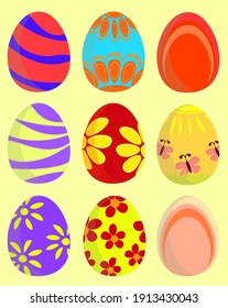 Set of assorted Easter eggs.