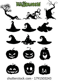 A set of assorted illustrations for Halloween