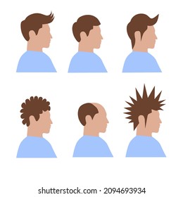 Set of assorted men's haircuts isolated on white