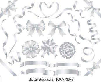 Set of assorted pearl-colored ribbons, vector illustration.