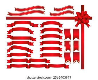 A set of assorted red ribbons