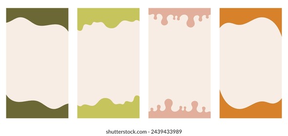 Conjunto de formas surtidas adecuado para encabezados y pies de página en artículos verticales, sitio de promoción. Elemento de borde ornamental para diseño creativo en estilo plano vectorial. Paleta de colores Boho terroso.