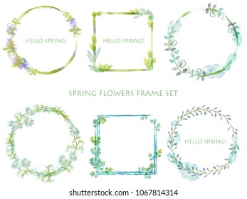 Set of assorted spring flower frames, vector illustration. 