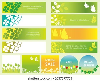 A set of assorted spring and summer cards/banners, vector illustrations.