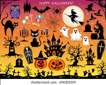 A set of assorted vector illustrations for Halloween. 
