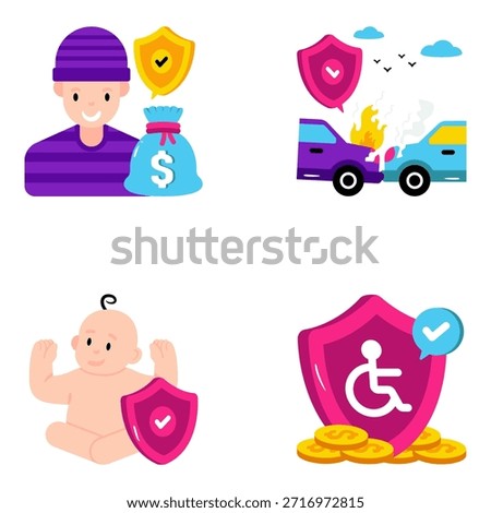 Set of Assurance Flat Illustrations